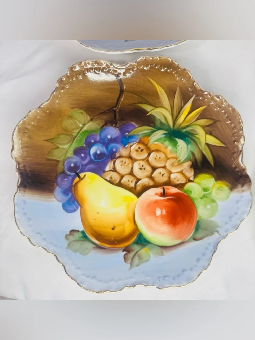 Lefton China Hand Painted Fruit 8pc China Set Japan with Gold Trim E2350